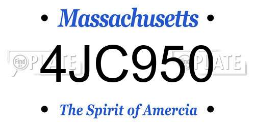 4JC950 Massachusetts License Plate