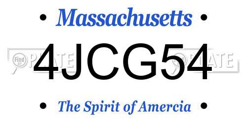 4JCG54 Massachusetts License Plate