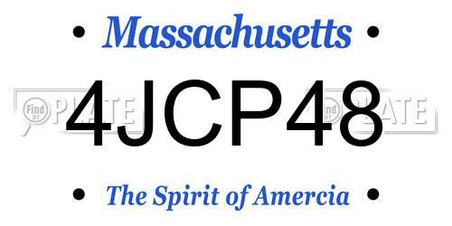4JCP48 Massachusetts License Plate