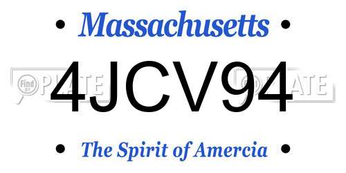 4JCV94 Massachusetts License Plate