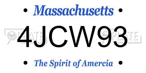 4JCW93 Massachusetts License Plate