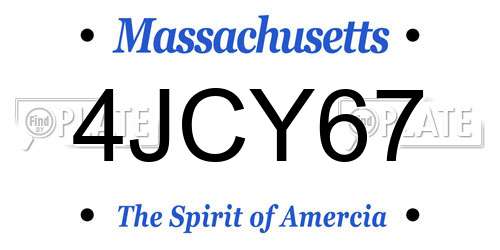 4JCY67 Massachusetts License Plate