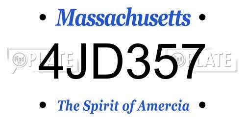 4JD357 Massachusetts License Plate