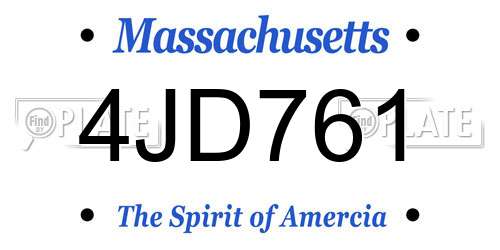 4JD761 Massachusetts License Plate