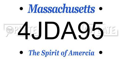 4JDA95 Massachusetts License Plate