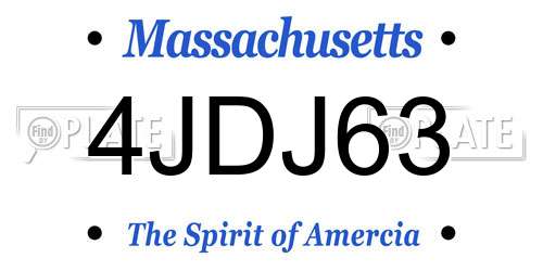 4JDJ63 Massachusetts License Plate