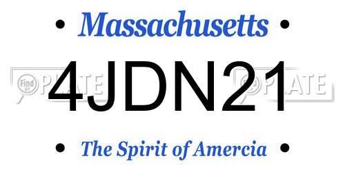 4JDN21 Massachusetts License Plate