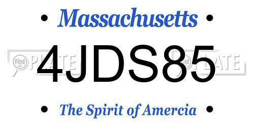 4JDS85 Massachusetts License Plate