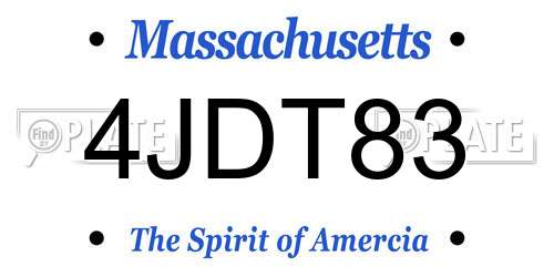 4JDT83 Massachusetts License Plate