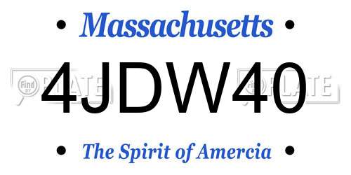4JDW40 Massachusetts License Plate