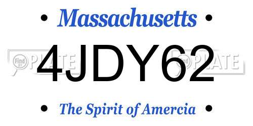 4JDY62 Massachusetts License Plate