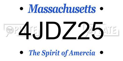 4JDZ25 Massachusetts License Plate