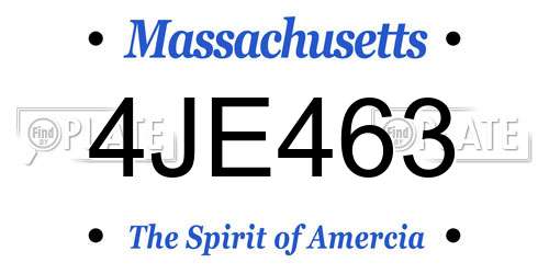 4JE463 Massachusetts License Plate