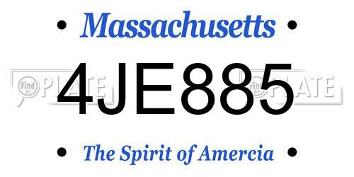 4JE885 Massachusetts License Plate