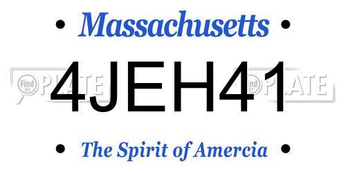 4JEH41 Massachusetts License Plate