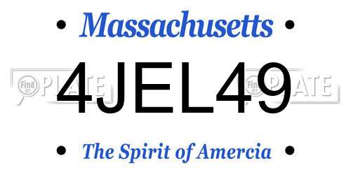 4JEL49 Massachusetts License Plate
