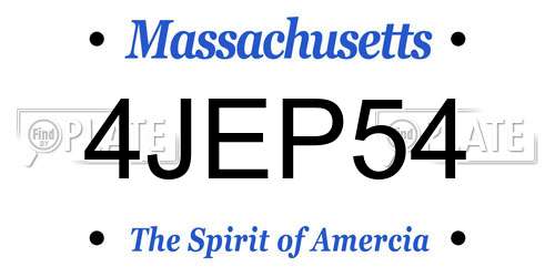 4JEP54 Massachusetts License Plate