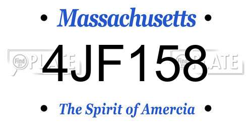 4JF158 Massachusetts License Plate