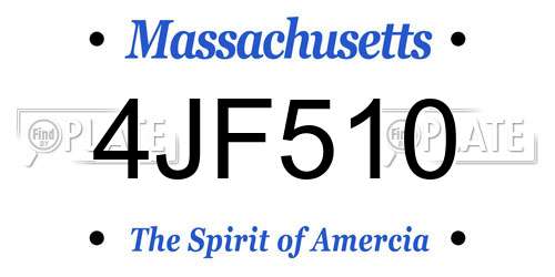 4JF510 Massachusetts License Plate