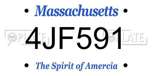 4JF591 Massachusetts License Plate