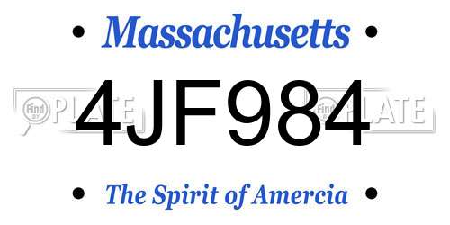 4JF984 Massachusetts License Plate