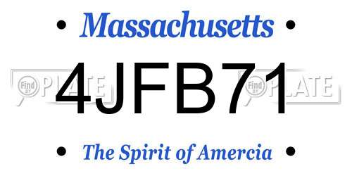 4JFB71 Massachusetts License Plate