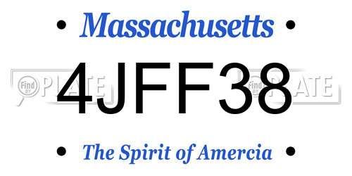 4JFF38 Massachusetts License Plate