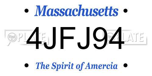 4JFJ94 Massachusetts License Plate