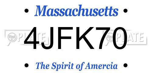 4JFK70 Massachusetts License Plate