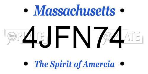 4JFN74 Massachusetts License Plate