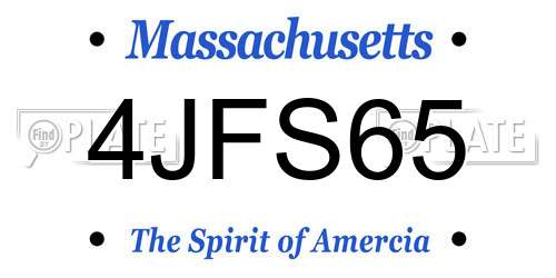 4JFS65 Massachusetts License Plate