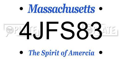 4JFS83 Massachusetts License Plate