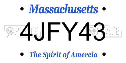 4JFY43 Massachusetts License Plate