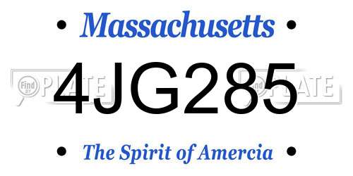 4JG285 Massachusetts License Plate