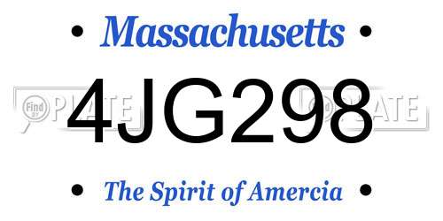 4JG298 Massachusetts License Plate