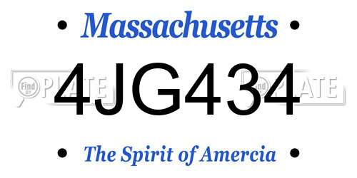 4JG434 Massachusetts License Plate