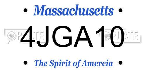 4JGA10 Massachusetts License Plate