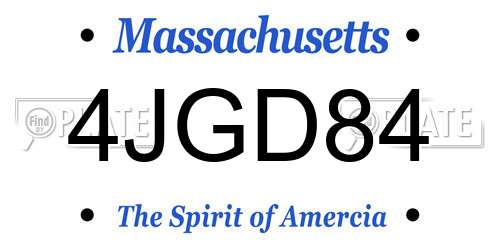 4JGD84 Massachusetts License Plate