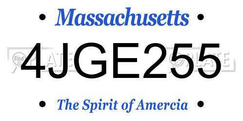 4JGE255 Massachusetts License Plate