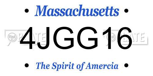 4JGG16 Massachusetts License Plate