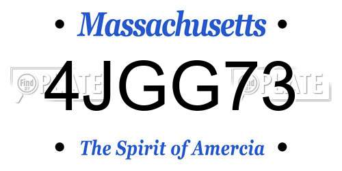 4JGG73 Massachusetts License Plate