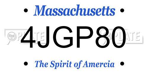 4JGP80 Massachusetts License Plate