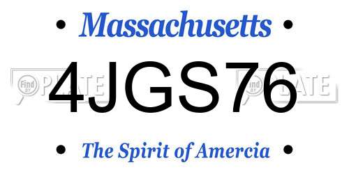 4JGS76 Massachusetts License Plate