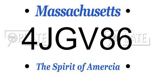 4JGV86 Massachusetts License Plate