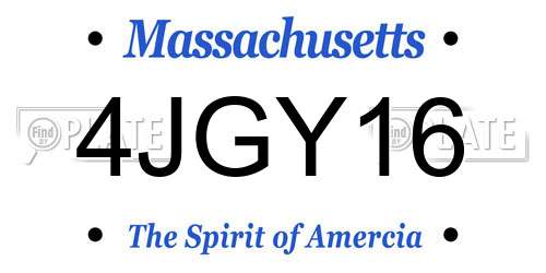 4JGY16 Massachusetts License Plate