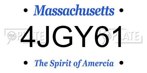 4JGY61 Massachusetts License Plate