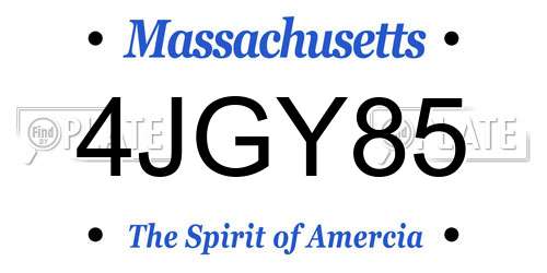 4JGY85 Massachusetts License Plate