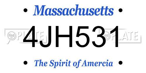 4JH531 Massachusetts License Plate