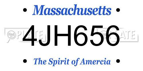 4JH656 Massachusetts License Plate