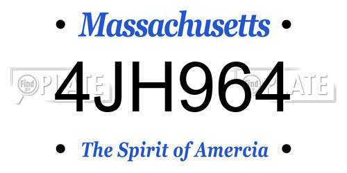 4JH964 Massachusetts License Plate